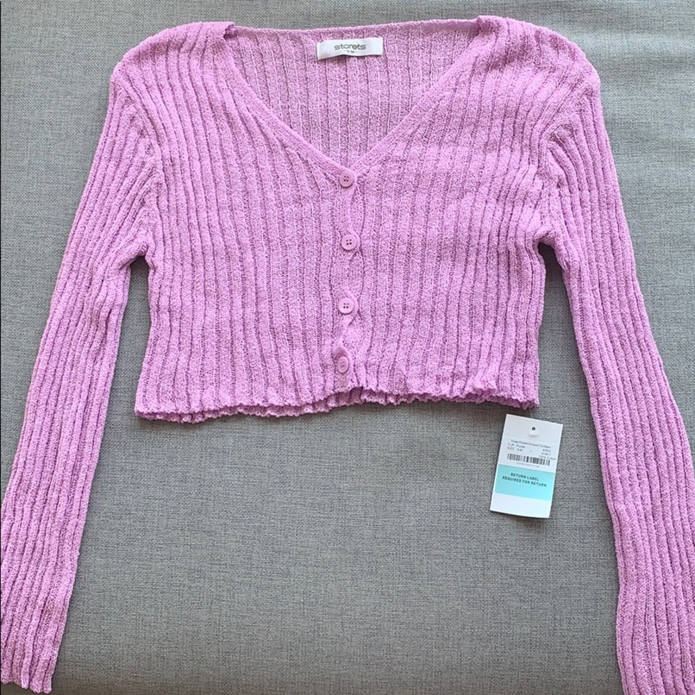 Storets Ribbed Cropped Cardigan